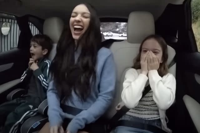 <p>Jimmy Kimmel Live/YouTube</p> Olivia Rodrigo surprises Jimmy Kimmel's kids, Billy and Jane