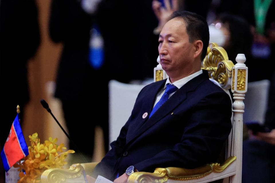 North Korean ambassador to ASEAN and Indonesia An Kwang-il attends the  Regional Forum during the foreign ministers meeting in Phnom Penh, Cambodia (Reuters)