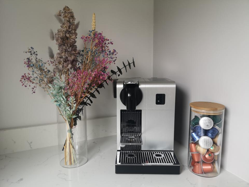 A view of the coffee corner in the author's home.