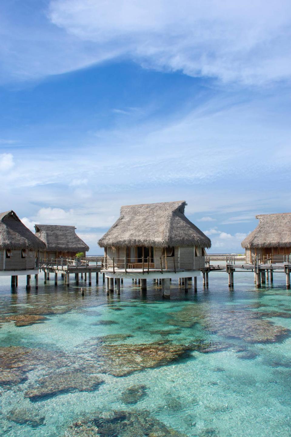 Bungalows en Resort Pearl Beach Tikehau, en Polinesia Francesa.