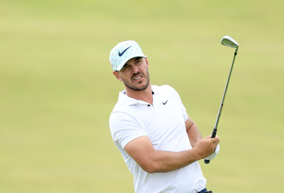 Brooks Koepka (pictured) plays his second shot on the third hole during the second round of the 2022 US.Open Championship.