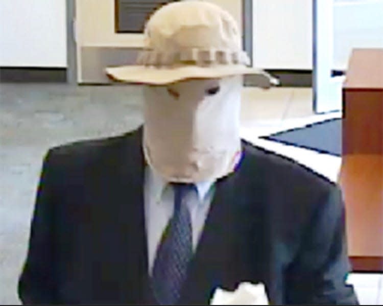 Bank video surveillance of the “Straw Hat Bandit” identified by law enforcement as mild-mannered suburban dad Richard Boyle. A Courier Times reporter coined the name “Straw Hat Bandit.” The name stuck. Boyle resents the tag.  “I have never worn a straw hat,” he said. “It wasn’t me. I haven’t robbed a bank since Feb. 8, 2008.”