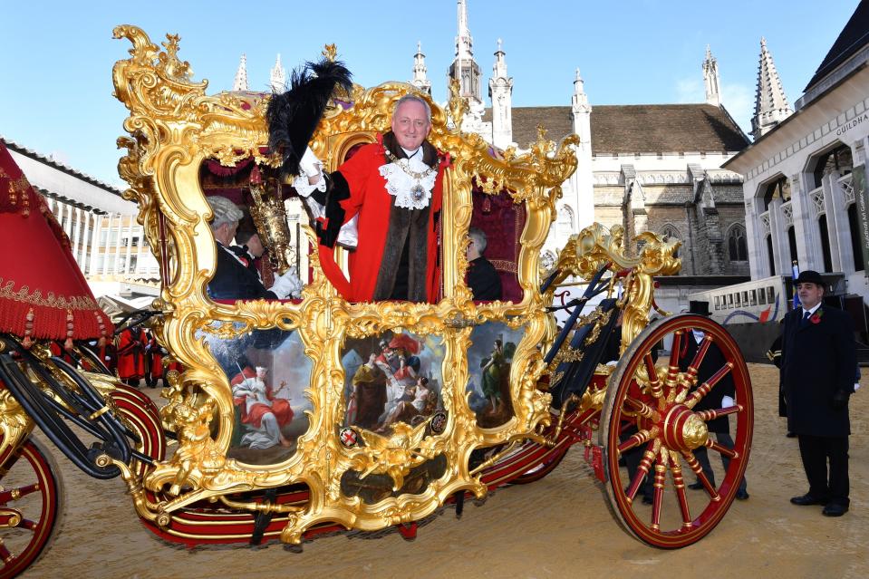 The Lord Mayor of the City of London, Peter Estlin, boards his ceremonial coach. Photo: John Stillwell/PA