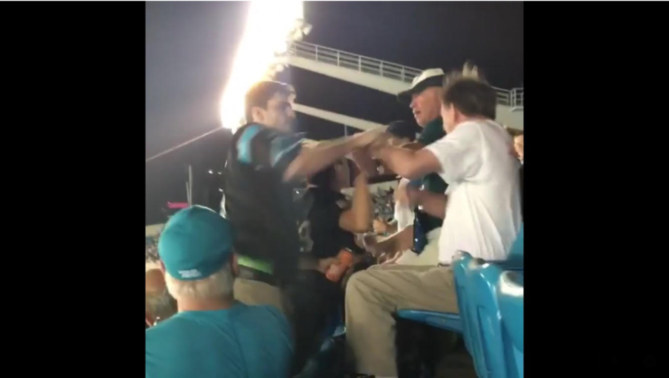 Fight at Panthers game. (Via screen shot)