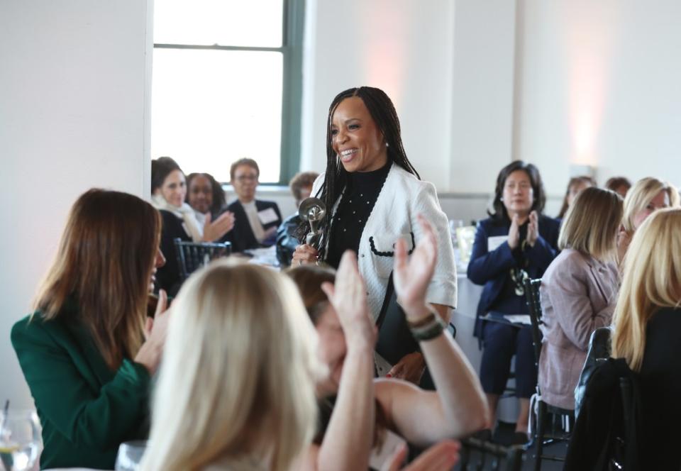 Godwin, who recently exited as president of the network, brought on Morgan and Pilgrim to replace Holmes and Robach as co-hosts of “GMA3.” Getty Images for The Alliance for Women in Media