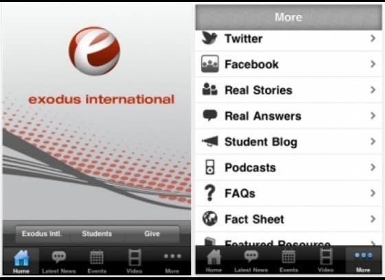 Despite initially passing Apple's standards, the allegedly anti-gay messages promoted by the app "<a href="http://www.huffingtonpost.com/2011/03/23/apple-exodus-international-app_n_839448.html" target="_hplink">Exodus International</a>" outraged thousands of customers. The Exodus International ministry, from which the app takes its name, <a href="http://blog.exodusinternational.org/about/http://blog.exodusinternational.org/about/" target="_hplink">promotes</a> "freedom from homosexuality through the power of Jesus Christ." After more than 150,000 signatures were gathered for an online petition, Apple removed the app from the App Store entirely.         