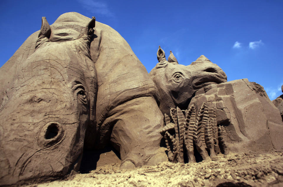 WESTON-SUPER-MARE, ENGLAND - JULY 04: The sun shines on Weston-super-Mare's Sand Sculpture Festival and the sand art currently being displayed on July 4, 2011 in Weston-Super-Mare, England. Now in its fourth year and with a Amazon Jungle theme for 2011, the seaside resort's event attracts top sand sculptors from across the world and runs throughout the summer months. (Photo by Matt Cardy/Getty Images)