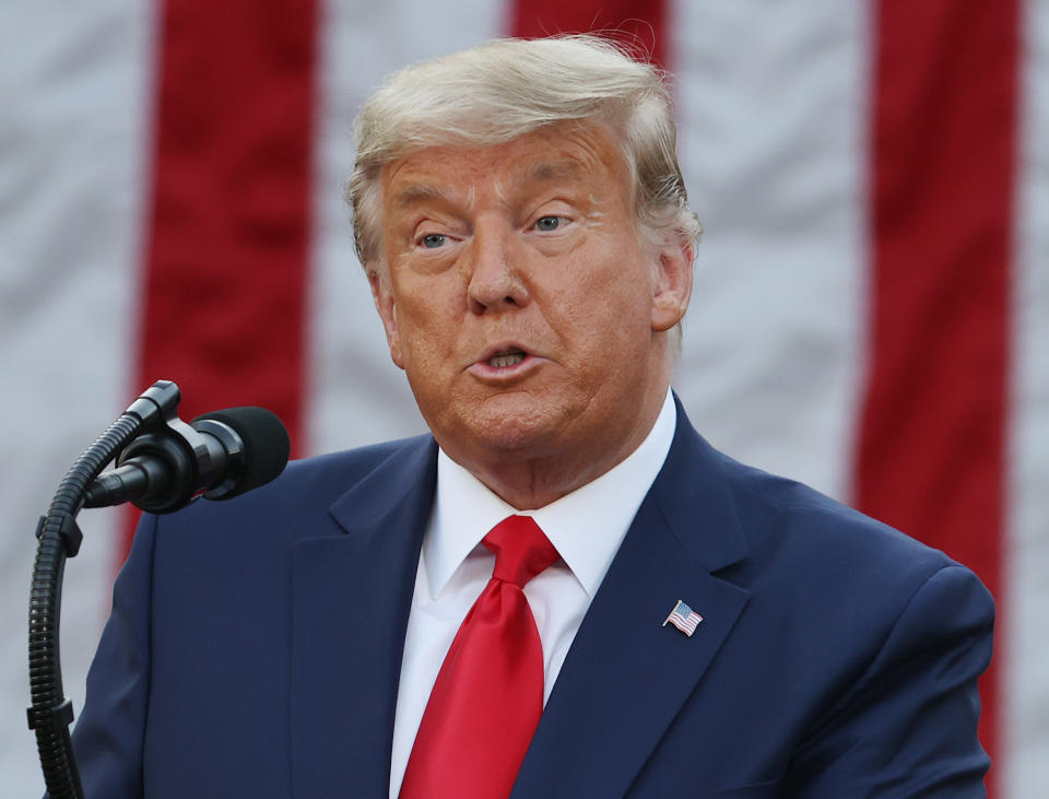 President Donald Trump speaks about Operation Warp Speed in the Rose Garden at the White House on November 13. Source: Getty