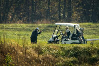 STERLING, VA - NOVEMBER 07: U.S. President Donald Trump golfs at Trump National Golf Club, on November 7, 2020 in Sterling, Virginia. News outlets projected that Democratic nominee Joe Biden will be the 46th president of the United States after a victory in Pennsylvania. (Photo by Al Drago/Getty Images)