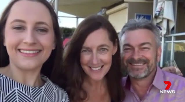 Karen Ristevski pictured with her daughter and husband Borce. Picture: 7 News