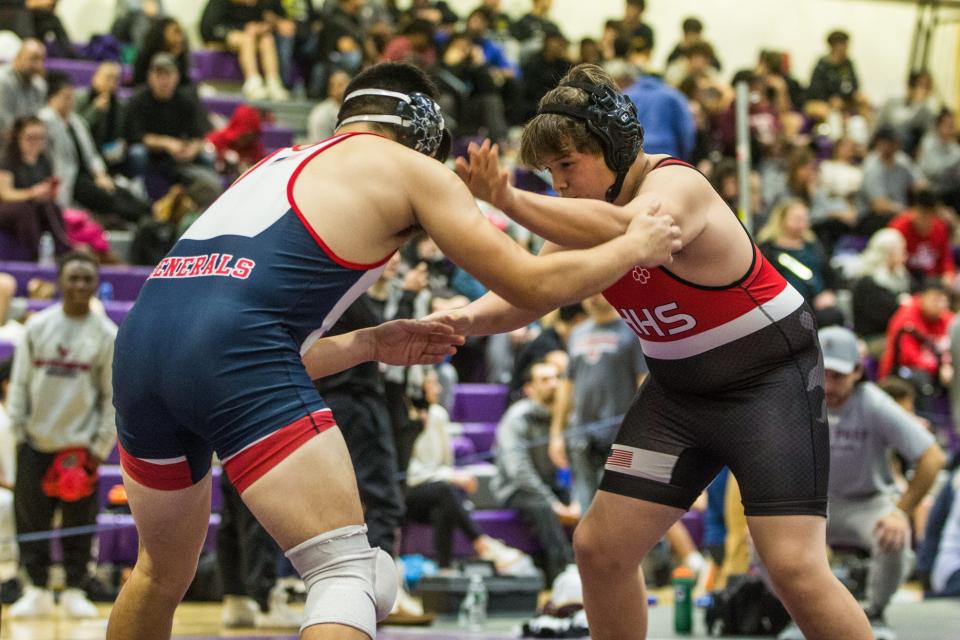 Action from the Murphy-Guccione Shoreline Classic wrestling tournament at New Rochelle High School on Saturday, Jan. 7, 2023.