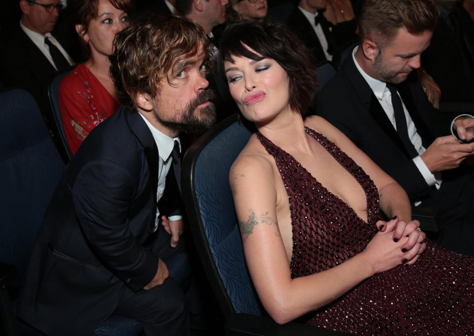 EXCLUSIVE - Peter Dinklage, left, and Lena Headey attend the 67th Primetime Emmy Awards on Sunday, Sept. 20, 2015, at the Microsoft Theater in Los Angeles. (Photo by Alex Berliner/Invision for the Television Academy/AP Images)