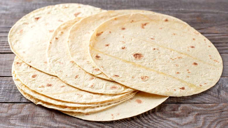 tortilla stack on wood table