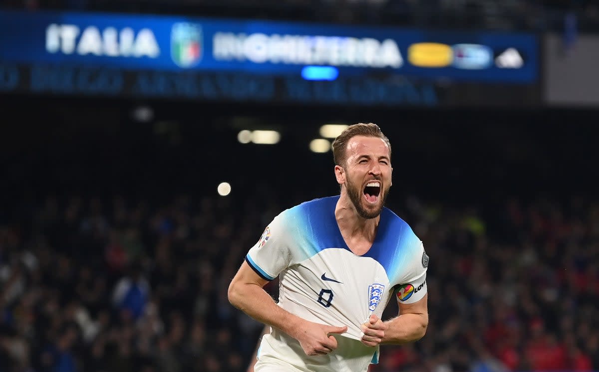 Harry Kane roars after scoring his 54th England goal (Getty Images)