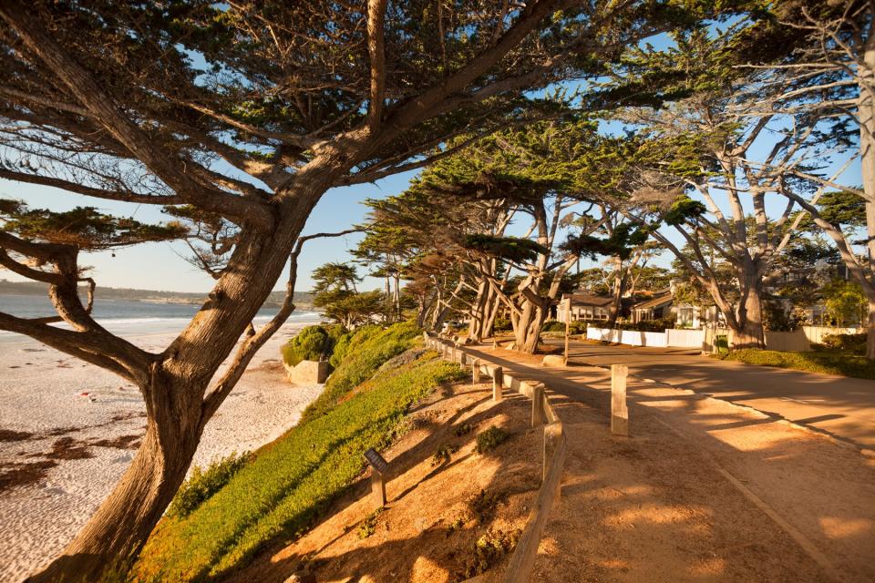 Street and walkway on Carmel Beach in Carmel-by-the-Sea