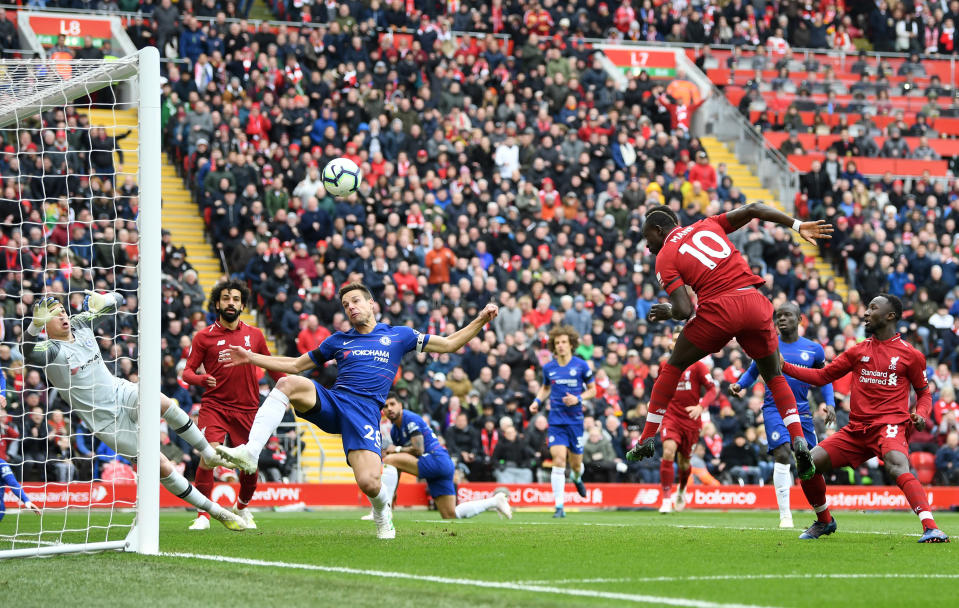 Sadio Mane headed Liverpool into the lead early in the second half. (Credit: Getty Images)