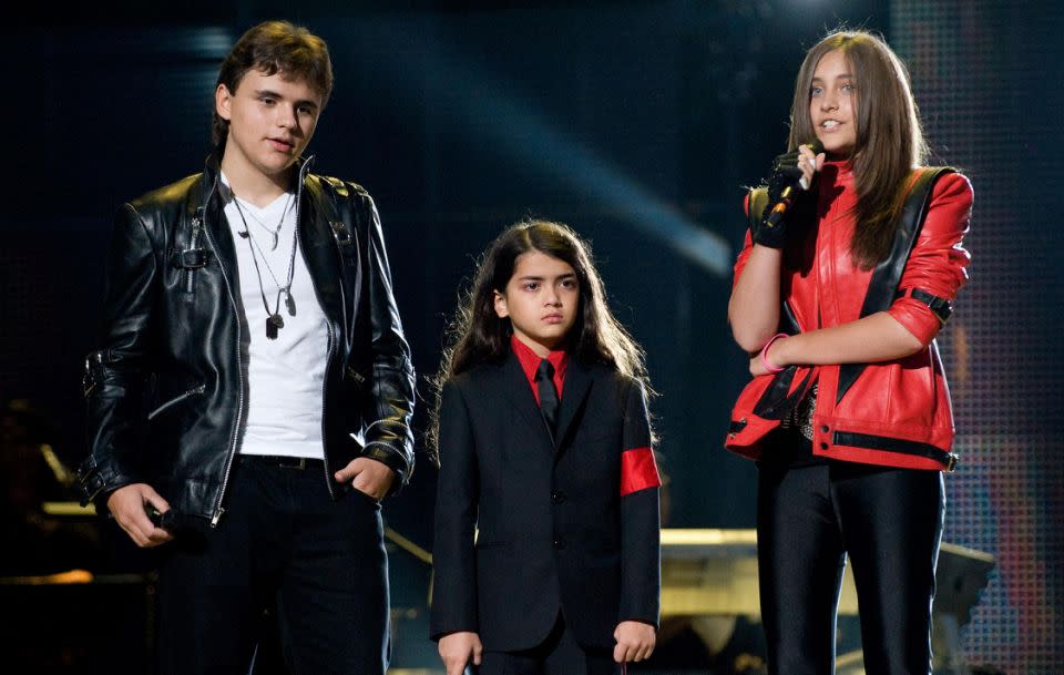 Paris pictured with siblings Prince Michael Jackson and Blanket Jackson in 2011. Source: Getty