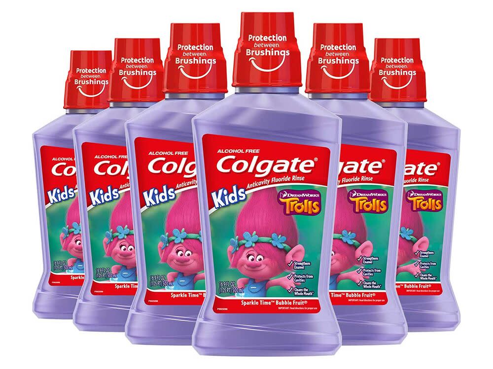 Colgate Kids Mouthwash with Anticavity Fluoride for Cavity Protection, Bubble Fruit, Trolls - 500 mL, 16.9 fluid ounce (6 Pack)