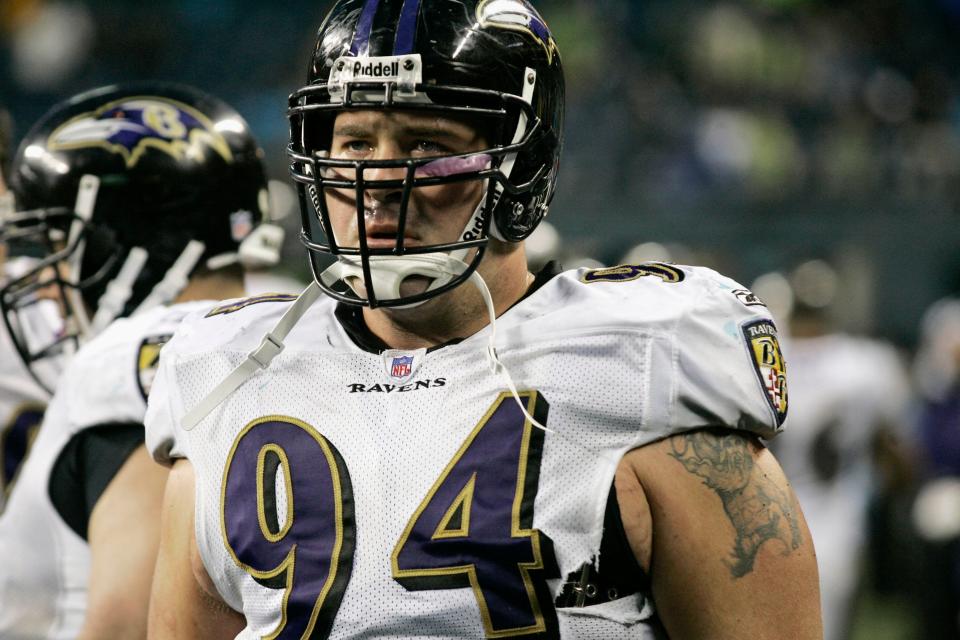 Justin Bannan during a game between the Baltimore Ravens and Seattle Seahawks in 2007.