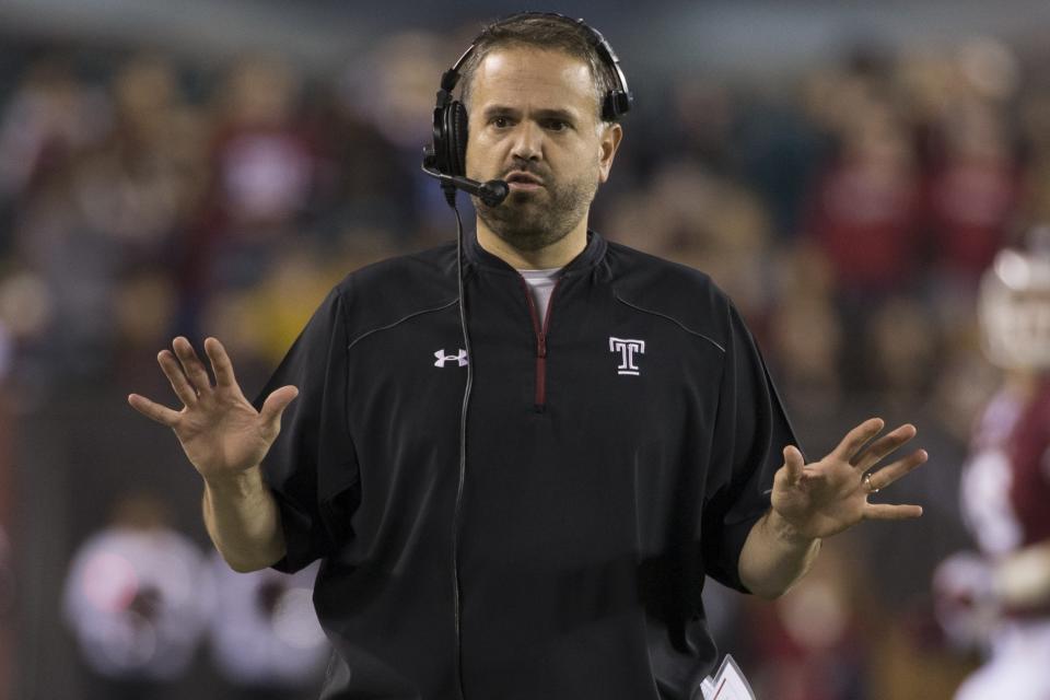 In 2015, Matt Rhule led Temple to its second double-digit win season in program history. (AP Photo/Chris Szagola)