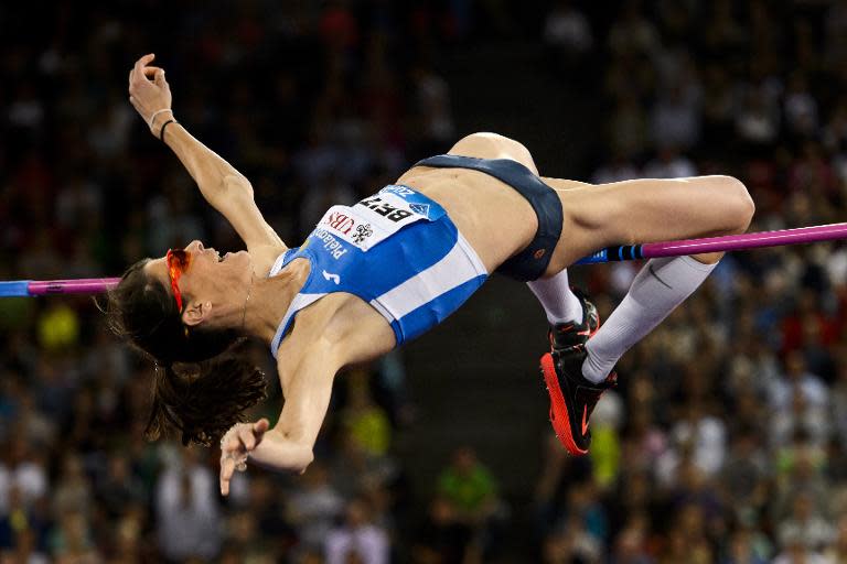 Spain's Ruth Beitia competes during the high jump final at the Diamond League Athletics meeting on August 28, 2014 in Zurich