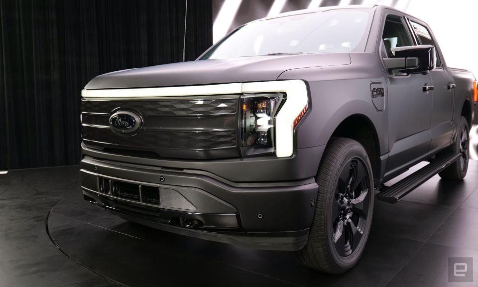 <p>A photo of the Ford F-150 Lightning Platinum Black edition taken at a preview event in Brooklyn, NY.</p> 