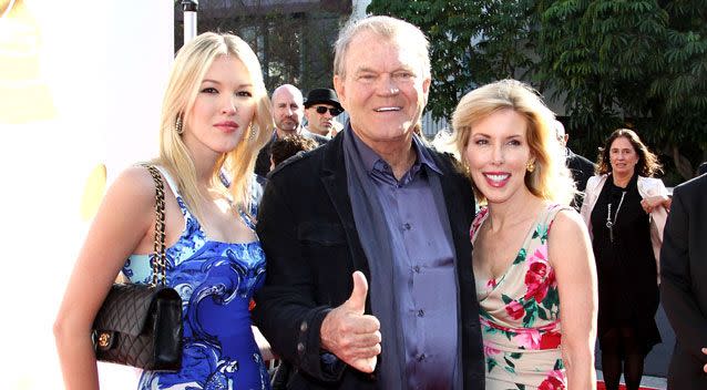 Campbell is pictured here with his wife Kim and daughter in 2012. Photo: Getty