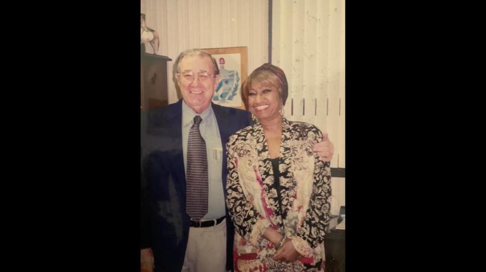 Dr. Jorge A. Vallejo poses in 1992 with Cuban salsa icon Celia Cruz, whom he had treated as a patient. Vallejo, 89, died on June 27, 2020, from complications stemming from COVID-19.