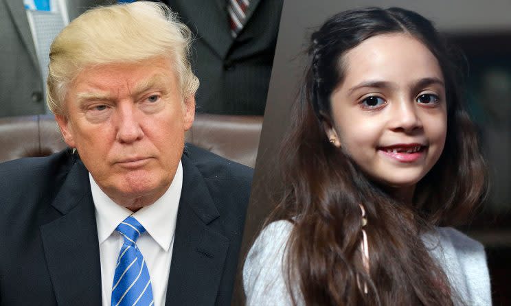 President Donald Trump and Bana Alabed. (Photos: Ron Sachs - Adem Altan/Getty Images)