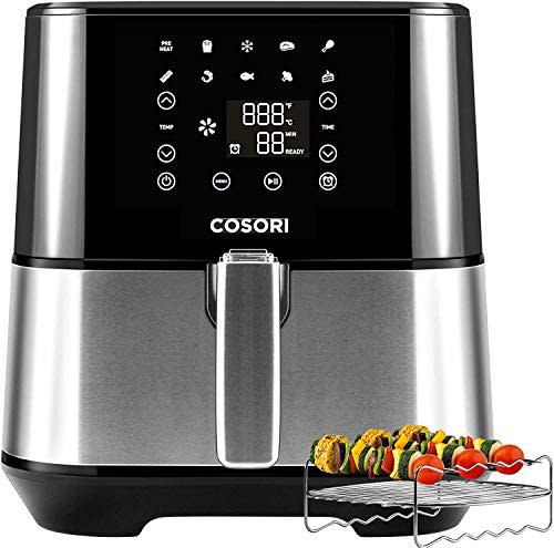 COSORI Air Fryer (100 Recipes, Rack & 5 Skewers,11 Functions) Large Oilless Oven Preheat/Alarm…