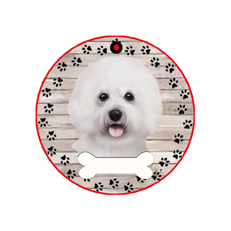 J & J Kreations offers ceramic ornaments that can be customized with a photo of your favorite pet.