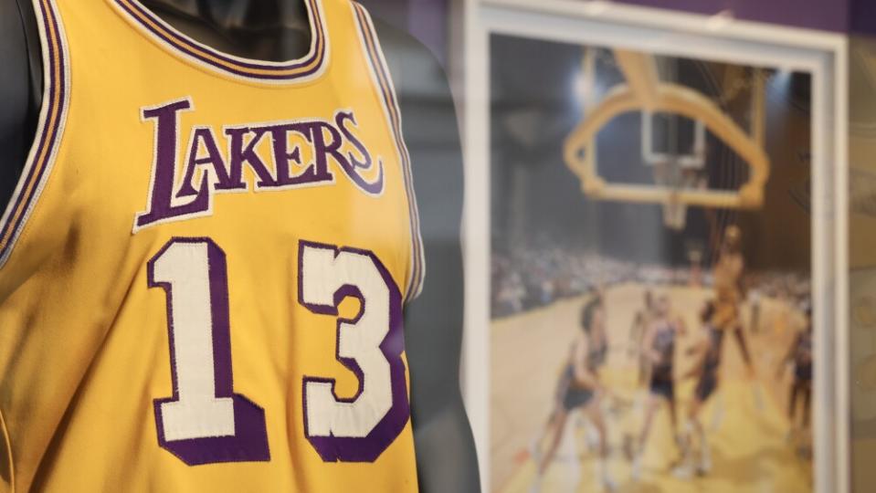 Sotheby's LA Hosts Press Preview For Wilt Chamberlain's 1972 NBA Finals Jersey From 1st Ever Championship For Los Angeles Lakers