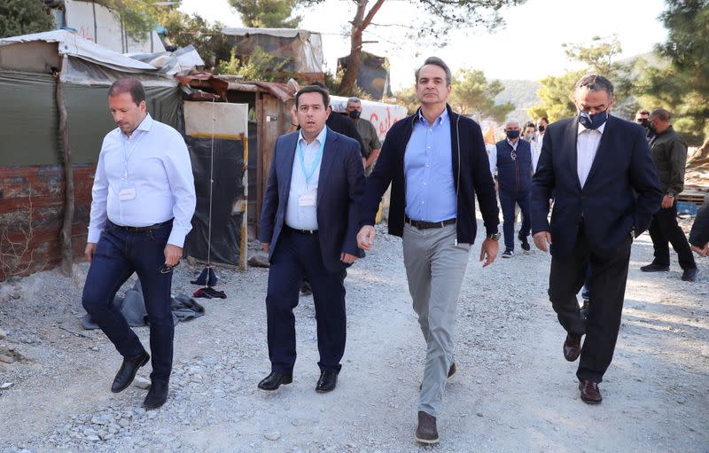 Greek PM Mitsotakis visits a migrant camp on the island of Samos