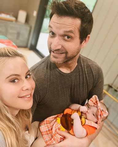 <p>Tara Lipinski/Instagram</p> Tara Lipinski celebrates her first Thanksgiving as a mom with baby Georgie