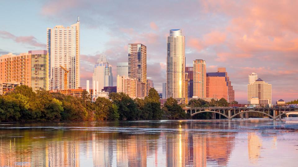 Austin Texas skyline at sunset