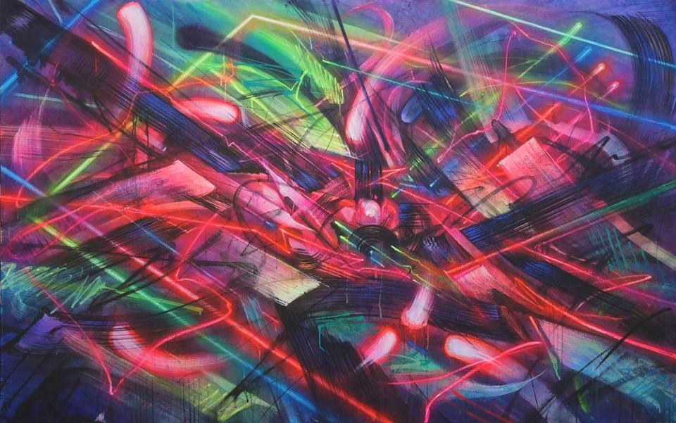 ‘Emergence,’ a recent work by street artist SABER, on display at Miami’s Museum of Graffiti.