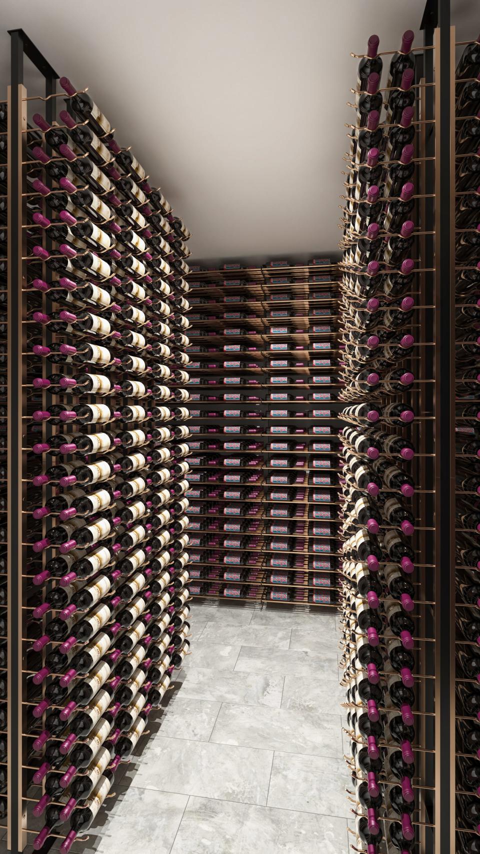 The wine room at Oak Park plans to house 7,000 bottles of wine when it opens this fall.