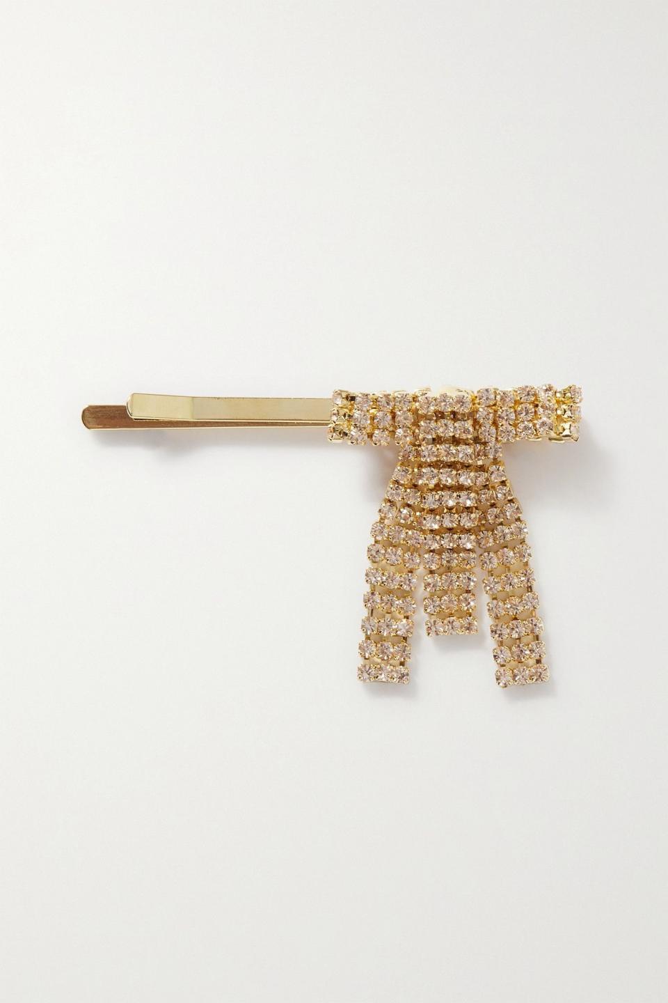 17) Gold-tone crystal hair slide