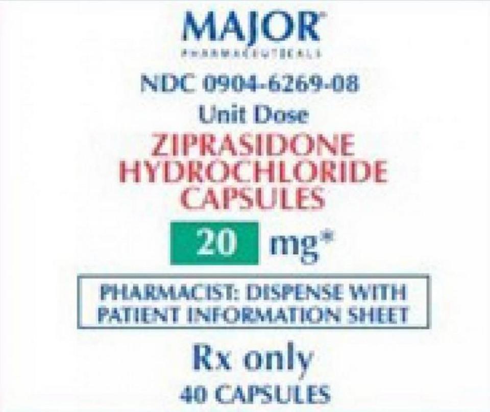 La etiqueta de Ziprasidone Hydrochloride Capsules, 20 mg