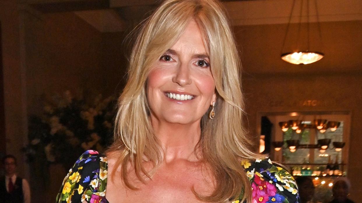 Penny Lancaster in a floral lace dress