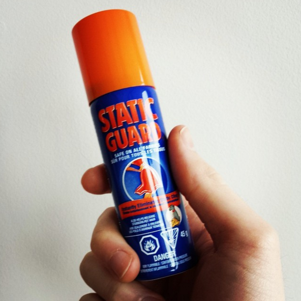 Static Guard: Yep, this is every stylist’s static hair hat trick. It works in the same way on your hair as it does on your clothes. Instead of spraying directly onto your head, give your brush a quick spritz before pulling it through strands. (Instagram/rob_kpath)