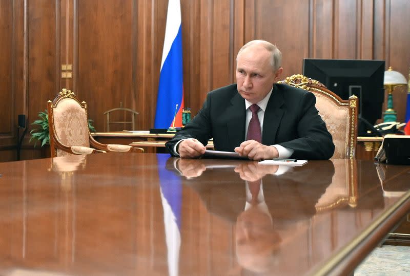 Russian President Putin meets VTB CEO Kostin in Moscow