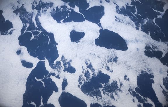 Sea ice streaks near the coast of West Antarctica, Oct. 28, 2016 in-flight over Antarctica.