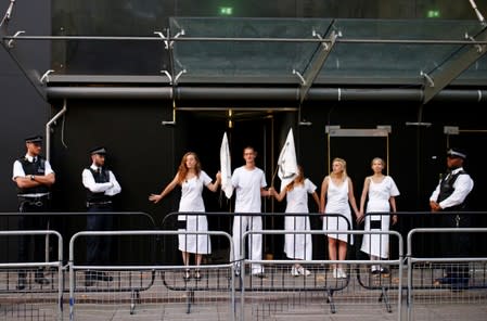 Extinction Rebellion climate change protest during London Fashion Week