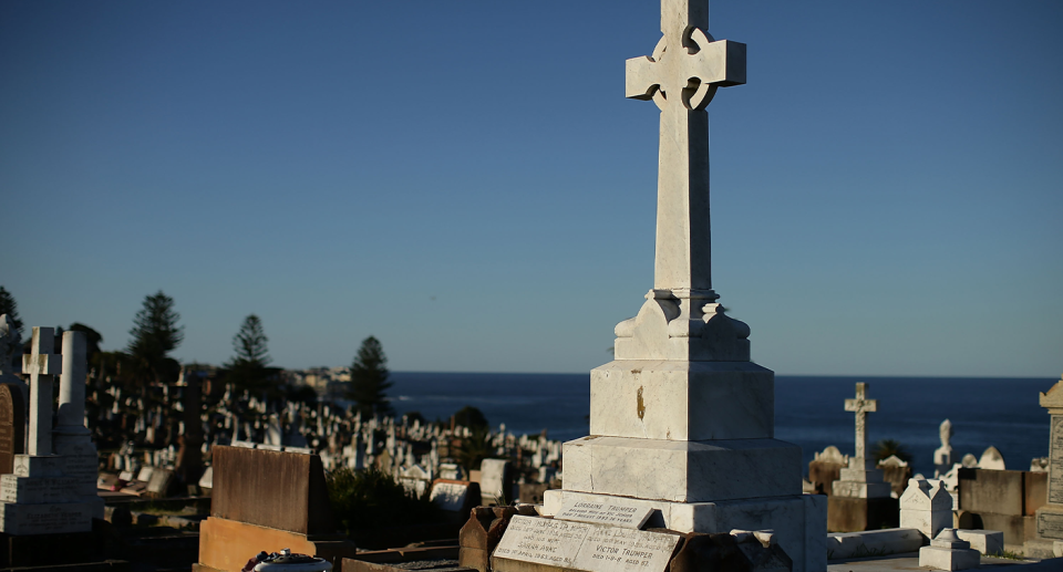 Waverley Cemetery in Sydney's east looking over the Pacific Ocean.. 