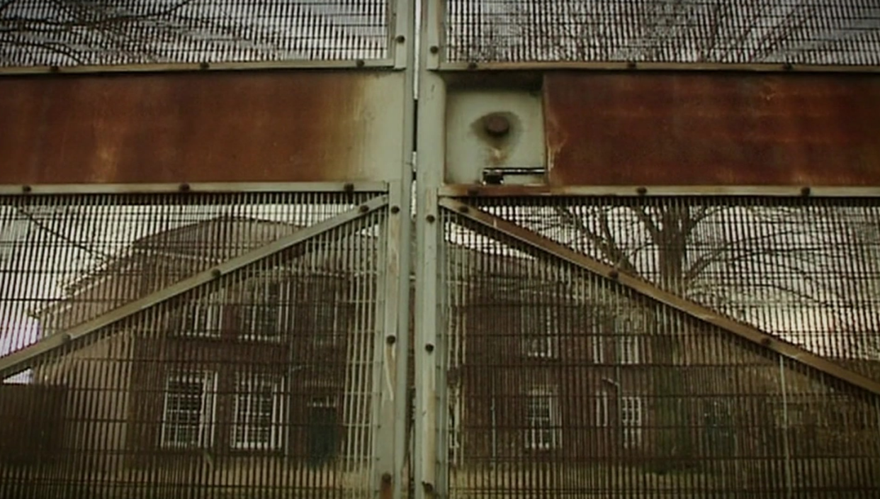 Medomsley detention centre behind a locked gate