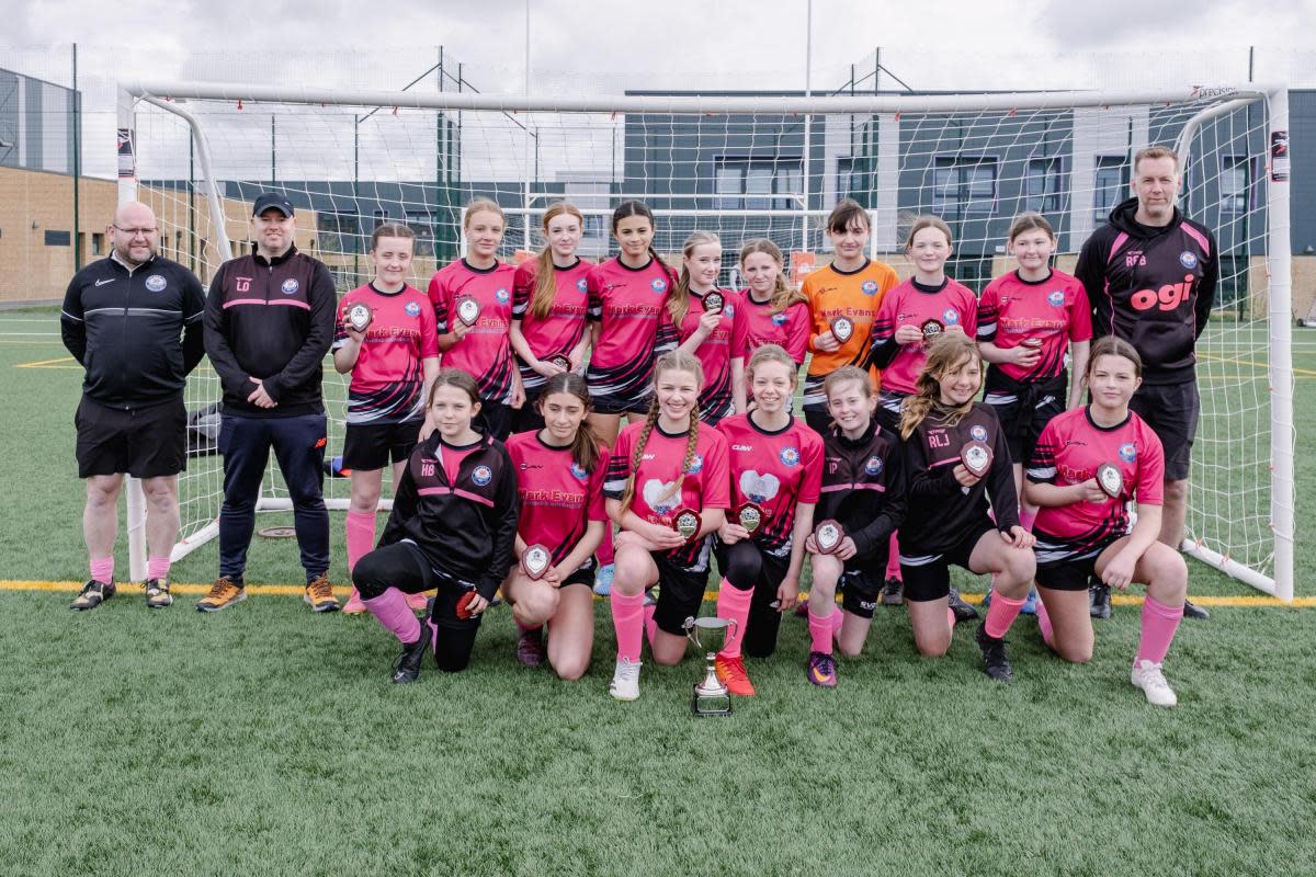 The Pink Pirates celebrate their Under 13s cup final success. <i>(Image: Lisa Soar)</i>