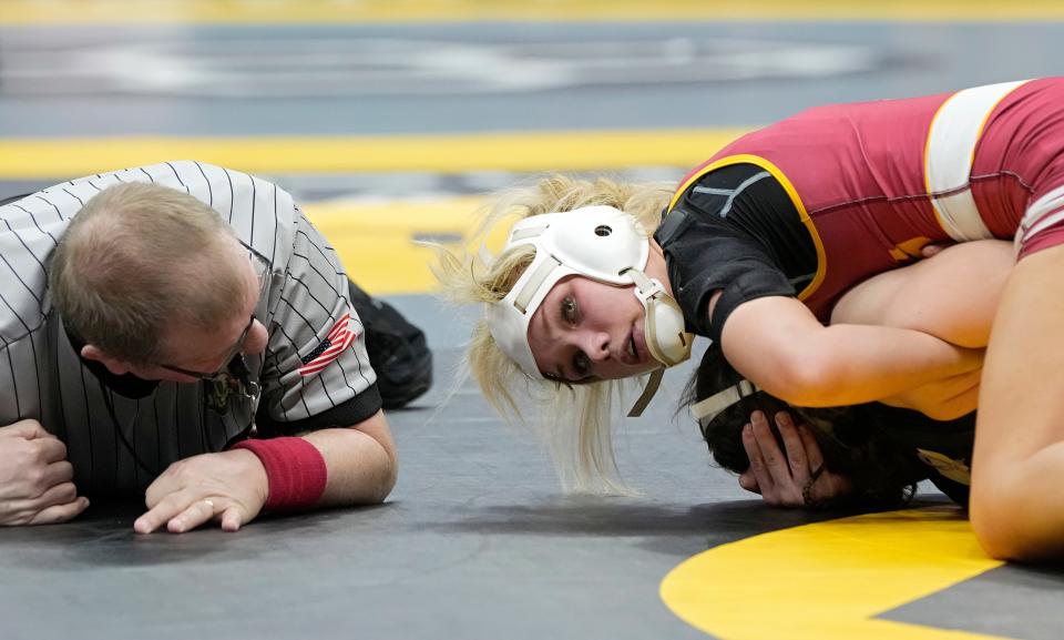 Melania Szawranskyj of Westerville North beat Katie Palmer of Marysville at 130 pounds on Friday.