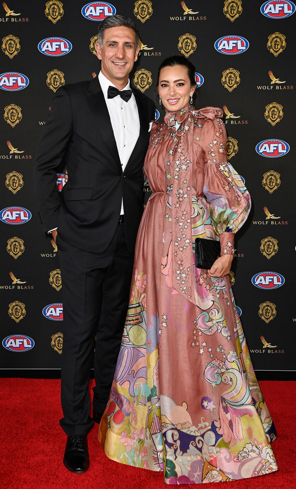 Matthew Pavlich and Lauren O'Shannassy at the Brownlow Medal 2021