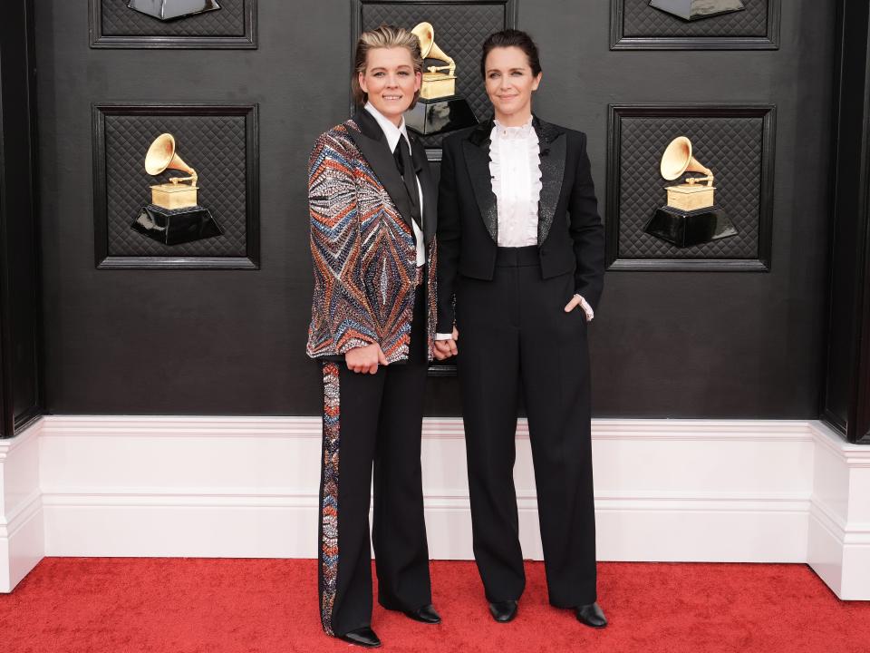 brandi carlile and catherine shepherd at the 2022 grammys